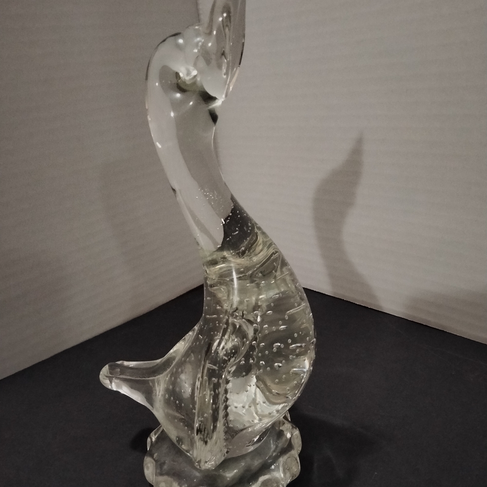 Vintage art glass controlled bubble duck figurine clear glass - Picture 2 of 6